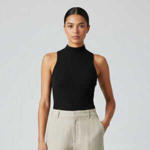 Reformation Tallulah Ribbed Sweater Tank Black Small